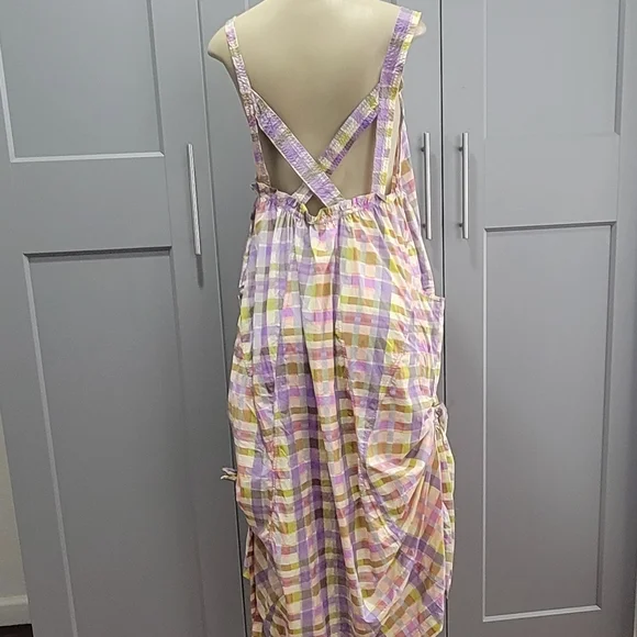 Daily Practice Plaid Halter Midi Dress in Lavender and Yellow - Picture 8 of 14
